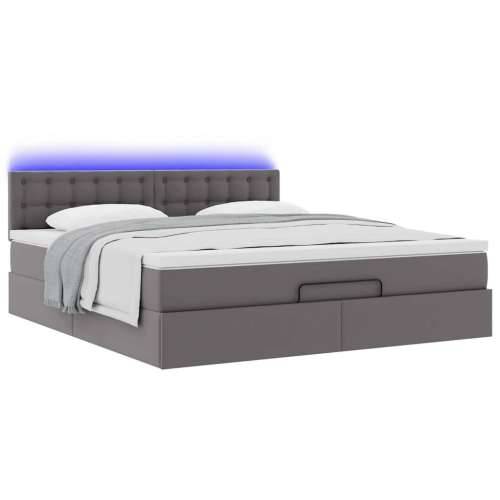 Otomanski krevet s madracima i LED sivi 160x200cm umjetna koža - Siva 160 x 200 cm Cijena