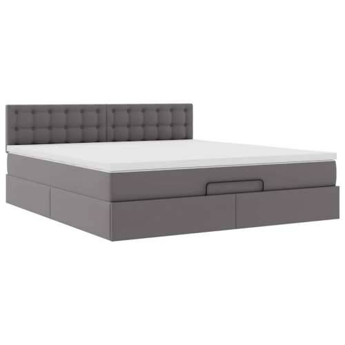 Otomanski krevet s madracima i LED sivi 160x200cm umjetna koža - Siva 160 x 200 cm Cijena