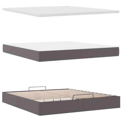 Otomanski krevet s madracima i LED sivi 160x200cm umjetna koža - Siva 160 x 200 cm Cijena