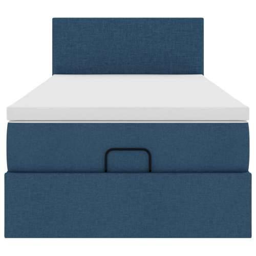 Otomanski krevet s madracem i LED plavi 90x200 cm tkanine - Plava 90 x 200 cm Gladak dizajn Cijena