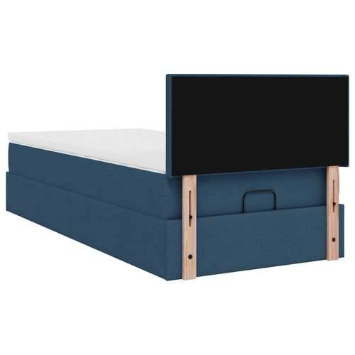 Otomanski krevet s madracem i LED plavi 90x200 cm tkanine - Plava 90 x 200 cm Gladak dizajn Cijena