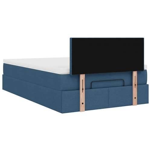Otomanski krevet s madracem i LED plavi 120x200 cm tkanine - Plava 120 x 200 cm Gladak dizajn Cijena