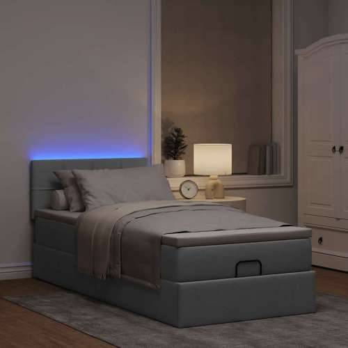 Otomanski krevet s madracem i LED svijetlosiva 80x200cm tkanina - Svjetlosiva 80 x 200 cm Blok s kvadratima Cijena