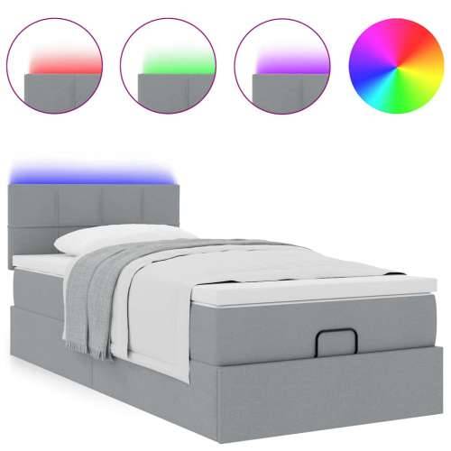 Otomanski krevet s madracem i LED svijetlosiva 80x200cm tkanina - Svjetlosiva 80 x 200 cm Blok s kvadratima Cijena