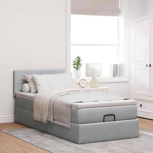 Otomanski krevet s madracem i LED svijetlosiva 80x200cm tkanina - Svjetlosiva 80 x 200 cm Blok s kvadratima Cijena