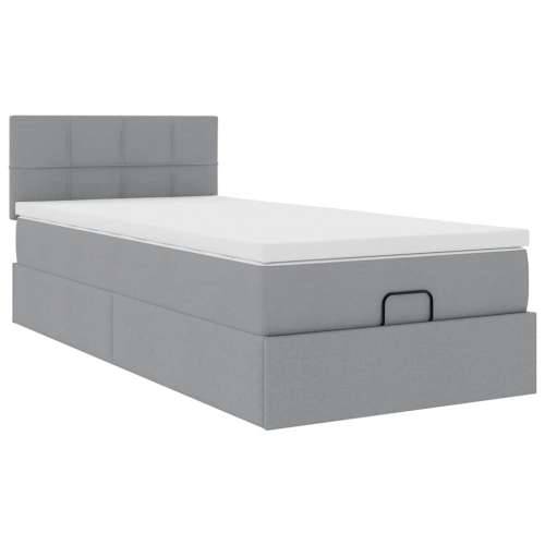 Otomanski krevet s madracem i LED svijetlosiva 80x200cm tkanina - Svjetlosiva 80 x 200 cm Blok s kvadratima Cijena