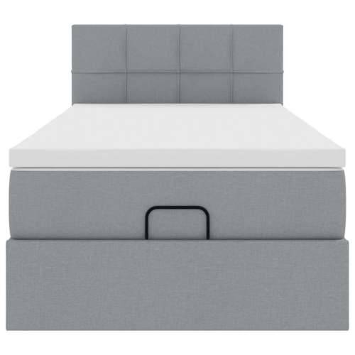 Otomanski krevet s madracem i LED svijetlosiva 80x200cm tkanina - Svjetlosiva 80 x 200 cm Blok s kvadratima Cijena