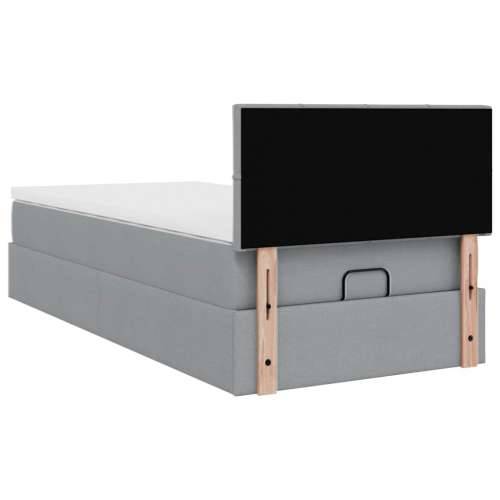 Otomanski krevet s madracem i LED svijetlosiva 80x200cm tkanina - Svjetlosiva 80 x 200 cm Blok s kvadratima Cijena