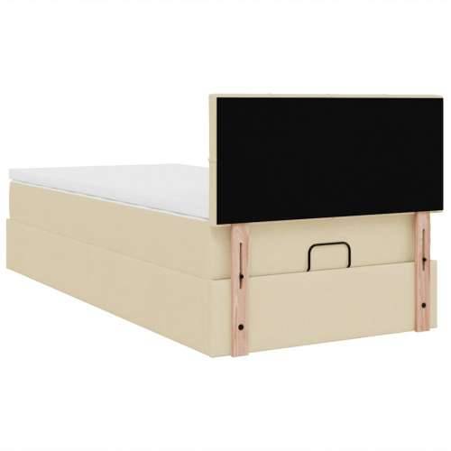 Otomanski krevet s madracem krem 100x200 cm tkanine - Krema 100 x 200 cm Blok s kvadratima Cijena