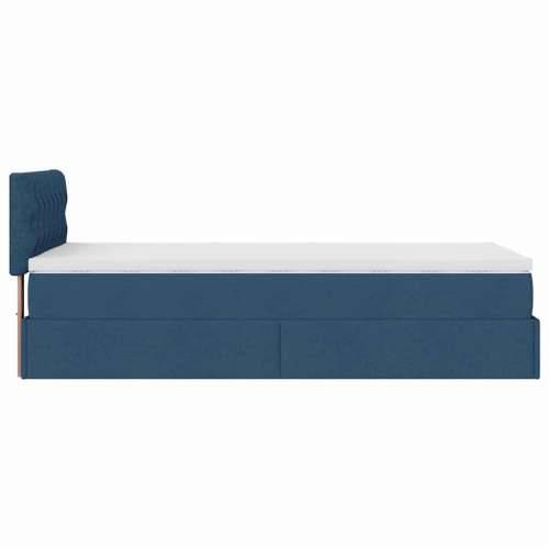 Otomanski krevet s madracem i LED plavi 90x200 cm tkanine - Plava 90 x 200 cm Dizajn s gumbima Cijena