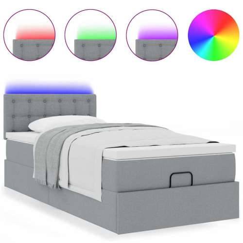 Otomanski krevet s madracem i LED svijetlosiva 80x200cm tkanina - Svjetlosiva 80 x 200 cm gumbi Cijena