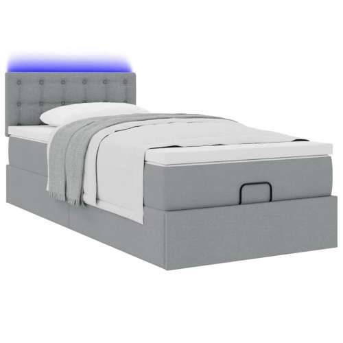 Otomanski krevet s madracem i LED svijetlosiva 80x200cm tkanina - Svjetlosiva 80 x 200 cm gumbi Cijena