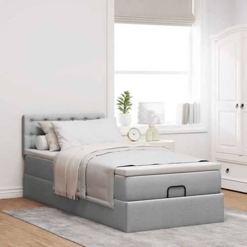 Otomanski krevet s madracem i LED svijetlosiva 80x200cm tkanina - Svjetlosiva 80 x 200 cm gumbi Cijena