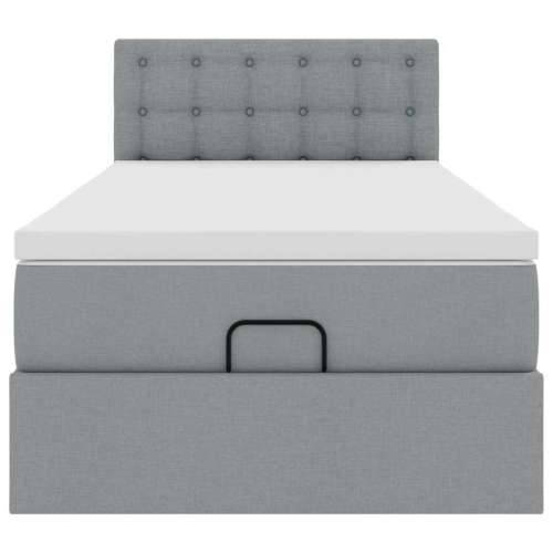 Otomanski krevet s madracem&LED svijetlosivi 90x200 cm tkanine - Svjetlosiva 90 x 200 cm gumbi Cijena
