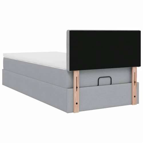 Otomanski krevet s madracem&LED svijetlosivi 90x200 cm tkanine - Svjetlosiva 90 x 200 cm gumbi Cijena