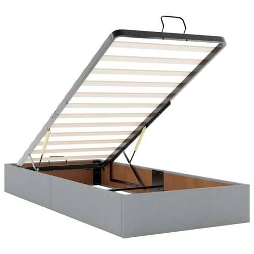 Otomanski krevet s madracem&LED svijetlosivi 90x200 cm tkanine - Svjetlosiva 90 x 200 cm gumbi Cijena