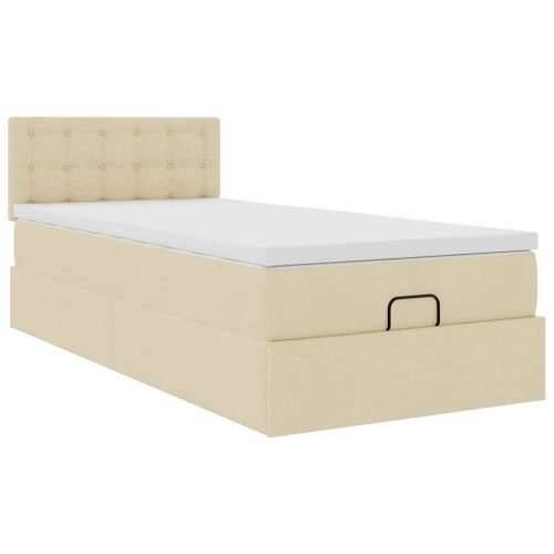 Otomanski krevet s madracem krem 100x200 cm tkanine - Krema 100 x 200 cm gumbi Cijena