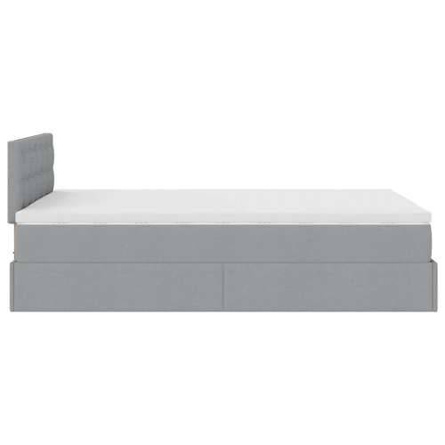 Otomanski krevet s madracem svjetlosivi 120x190 cm tkanine - Svjetlosiva 120 x 190 cm gumbi Cijena