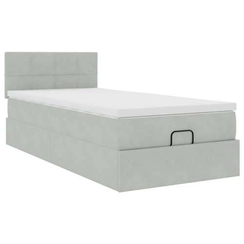 Okvir za krevet s madraca svjetlosivi 80x200 cm baršunasti - Svjetlosiva 80 x 200 cm Blok s kvadratima Cijena