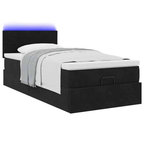 Otomanski krevet s madracem i LED crna 80x200cm baršun - Crna 80 x 200 cm Blok s kvadratima Cijena