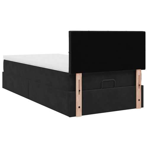 Otomanski krevet s madracem i LED crna 80x200cm baršun - Crna 80 x 200 cm Blok s kvadratima Cijena