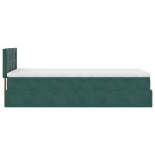 Otomanski krevet s madracem i LED tamnozeleni 90x200 cm baršun - Tamnozelena 90 x 200 cm Blok s kvadratima Cijena