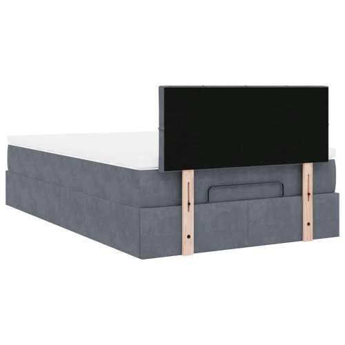 Otomanski krevet s madracem i LED tamnosivi 120x190cm baršun - Tamno siva 120 x 190 cm Blok s kvadratima Cijena