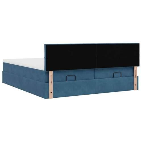 Otomanski okvir kreveta s madracima plavi 180x200cm baršunasti - Tamno plava 180 x 200 cm Blok s kvadratima Cijena