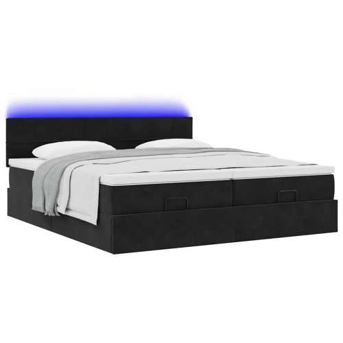 Otomanski okvir kreveta s madracima crni 200x200cm baršunasti - Crna 200 x 200 cm Blok s kvadratima Cijena