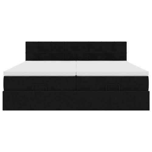 Otomanski okvir kreveta s madracima crni 200x200cm baršunasti - Crna 200 x 200 cm Blok s kvadratima Cijena
