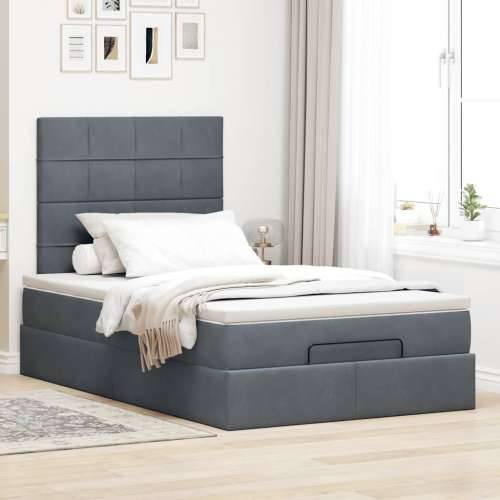 Okvir za krevet s madracima tamnosivi 120x190 cm baršunasti - Tamno siva 120 x 190 cm Blok s kvadratima Cijena