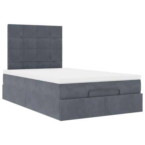 Okvir za krevet s madracima tamnosivi 120x190 cm baršunasti - Tamno siva 120 x 190 cm Blok s kvadratima Cijena