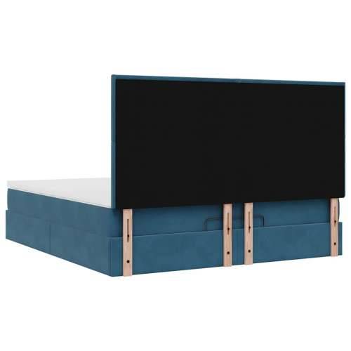 Otomanski okvir kreveta s madracima plavi 180x200cm baršunasti - Tamno plava 180 x 200 cm Gladak dizajn Cijena