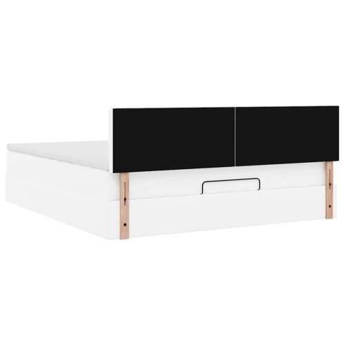 Otomanski okvir kreveta s madraca bijela 180x200cm umjetna koža - Bijela 180 x 200 cm Cijena
