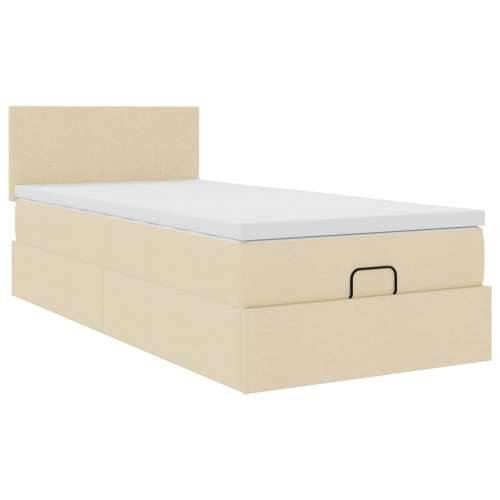 Otomanski krevet s madracem krem 90x200 cm tkanine - Krema 90 x 200 cm Gladak dizajn Cijena
