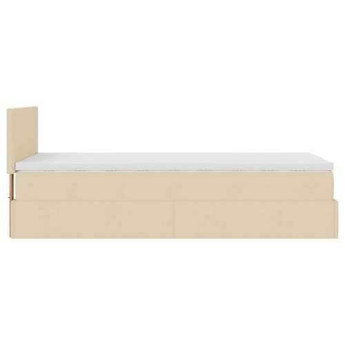 Otomanski krevet s madracem krem 90x200 cm tkanine - Krema 90 x 200 cm Gladak dizajn Cijena