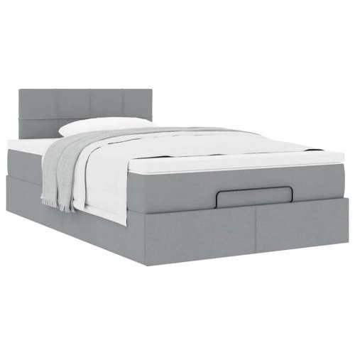Otomanski krevet s madracem svjetlosivi 120x190 cm tkanine - Svjetlosiva 120 x 190 cm Blok s kvadratima Cijena