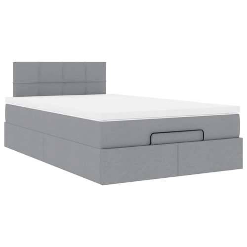 Otomanski krevet s madracem svjetlosivi 120x190 cm tkanine - Svjetlosiva 120 x 190 cm Blok s kvadratima Cijena