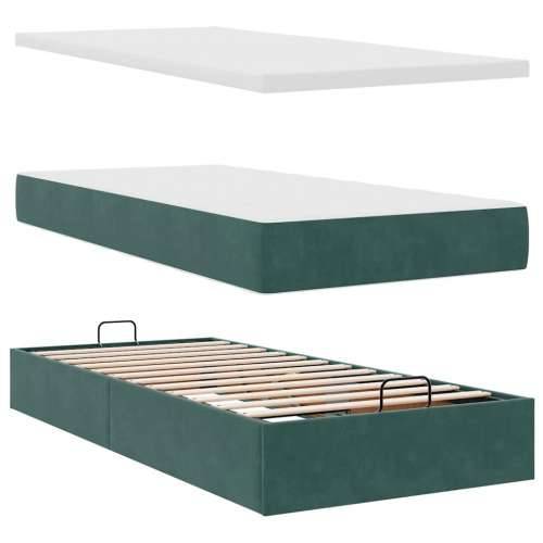 Okvir kreveta s madraca tamnozeleni 100x200cm baršunasti - Tamnozelena 100 x 200 cm Dizajn s gumbima Cijena