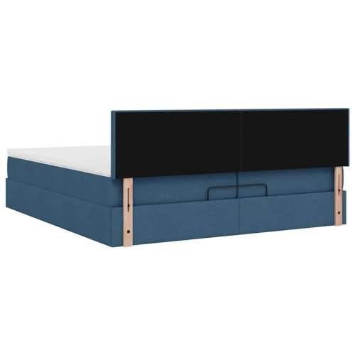 Otomanski okvir kreveta s madracima plavi 200x200cm tkanine - Plava 200 x 200 cm Gladak dizajn Cijena