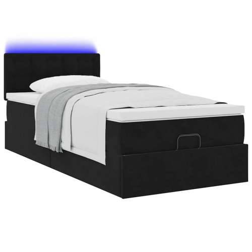 Otomanski krevet s madracem i LED crna 80x200cm baršun - Crna 80 x 200 cm gumbi Cijena