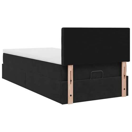 Otomanski krevet s madracem i LED crna 80x200cm baršun - Crna 80 x 200 cm gumbi Cijena