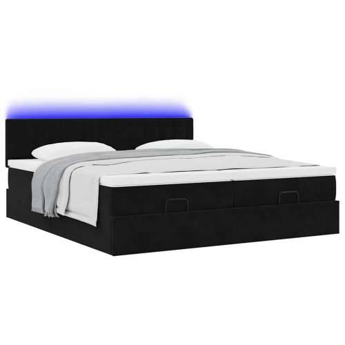 Otomanski okvir kreveta s madracima crni 200x200cm baršunasti - Crna 200 x 200 cm gumbi Cijena