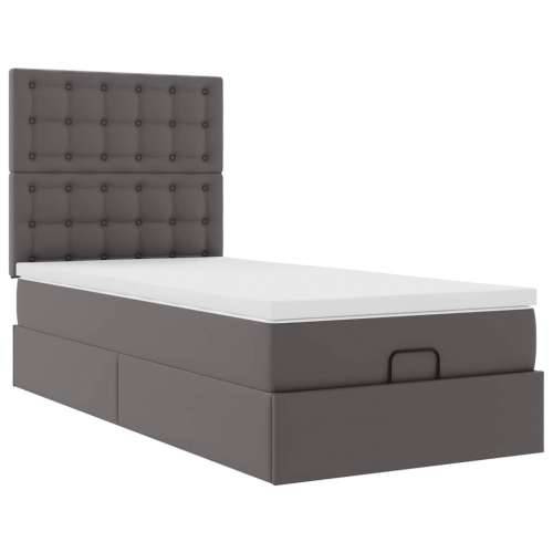 Otomanski krevet s madracem sivi 90x200 cm umjetna koža - Siva 90 x 200 cm Cijena