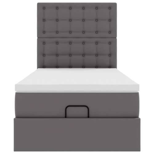 Otomanski krevet s madracem sivi 90x200 cm umjetna koža - Siva 90 x 200 cm Cijena