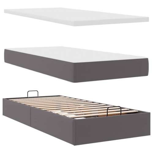 Otomanski krevet s madracem sivi 90x200 cm umjetna koža - Siva 90 x 200 cm Cijena