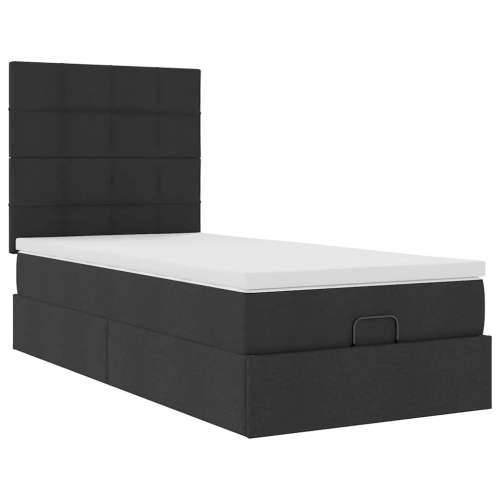 Otomanski okvir kreveta s madraca crni 90x190cm od tkanine - Crna 90 x 190 cm Blok s kvadratima Cijena