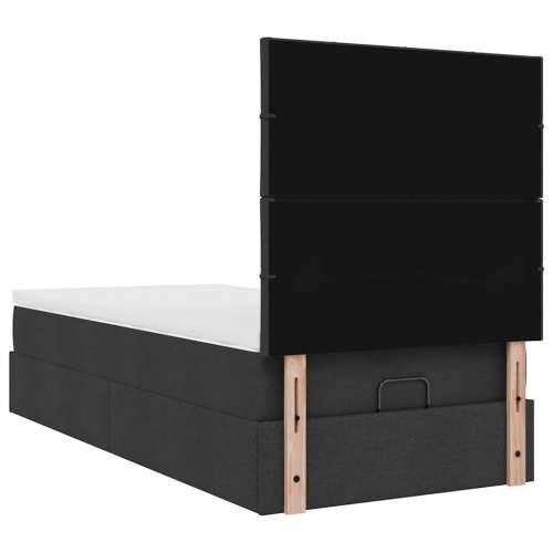 Otomanski okvir kreveta s madraca crni 90x190cm od tkanine - Crna 90 x 190 cm Blok s kvadratima Cijena