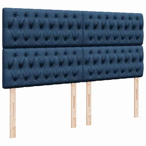 Otomanski okvir kreveta s madracima plavi 200x200cm tkanine - Plava 200 x 200 cm Dizajn s gumbima Cijena
