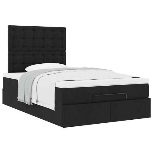 Otomanski krevet s madracem crni 120x190 cm tkanine - Crna 120 x 190 cm gumbi Cijena